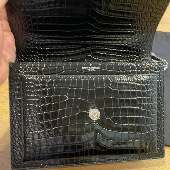 Saint Laurent Sunset Medium Crocodile-Embossed Crossbody Bag - Picture 6 of 11